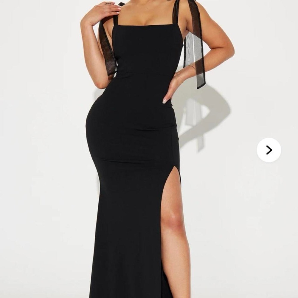 Black Tie Strap Maxi Dress | Elegant Formal Gown with Slit